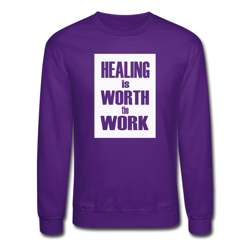 Healing is Worth the Work (Bold) - Mental Health Sweatshirt (UNISEX) - purple