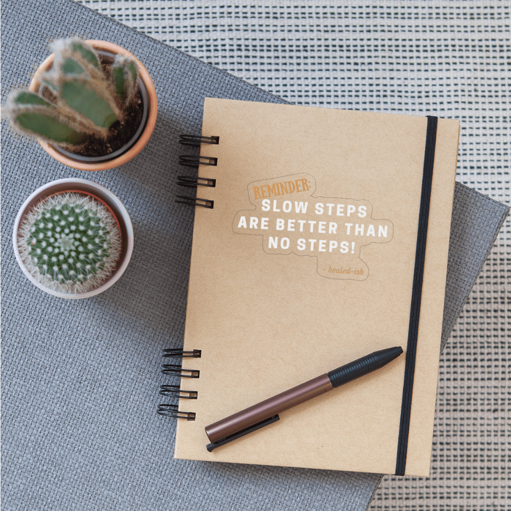 Slow Steps Reminder Sticker - transparent glossy