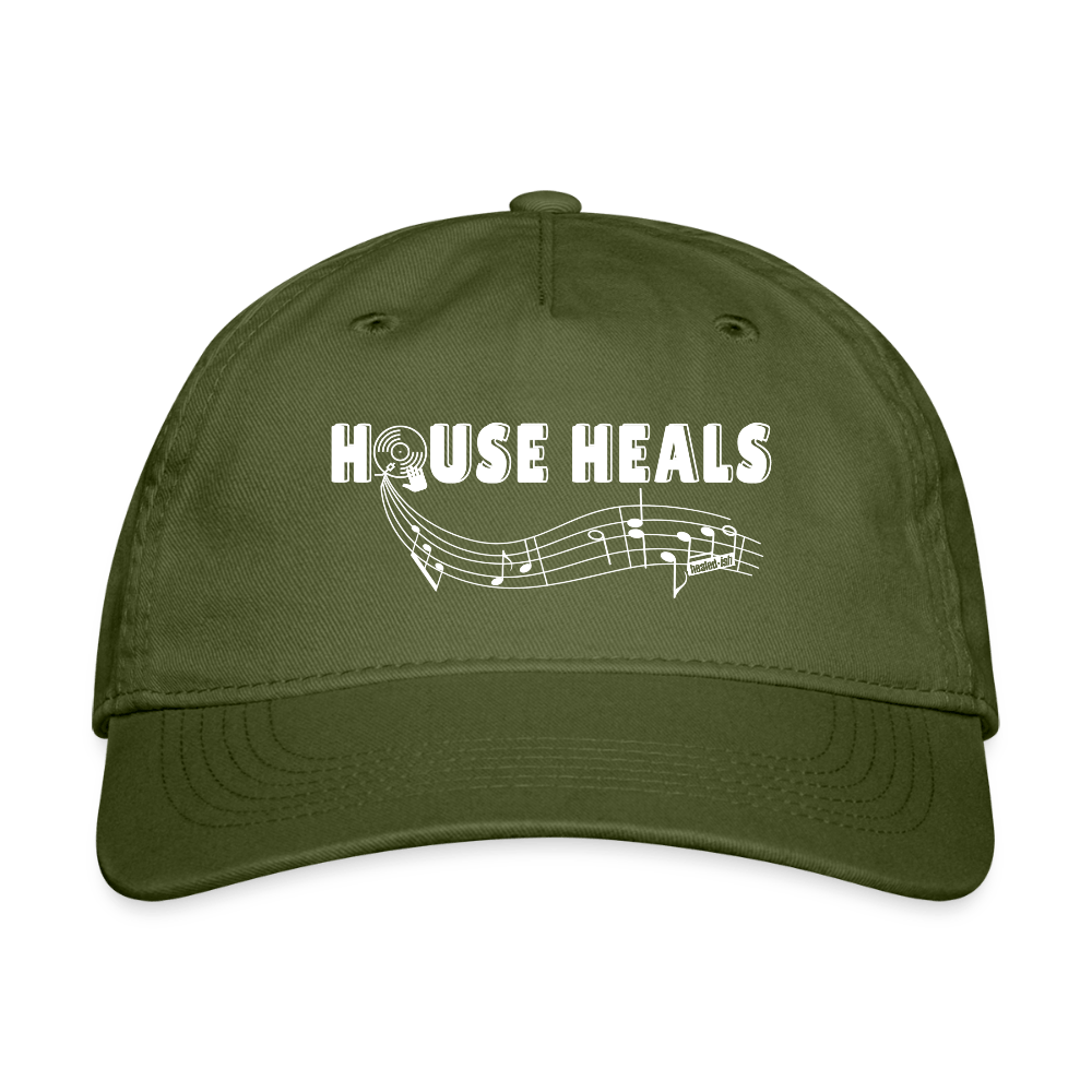House Music Heals Baseball Cap - olive green