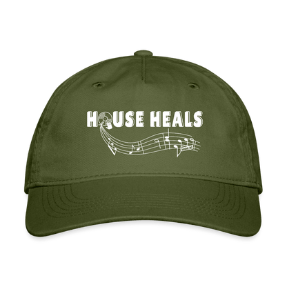 House Music Heals Baseball Cap - olive green