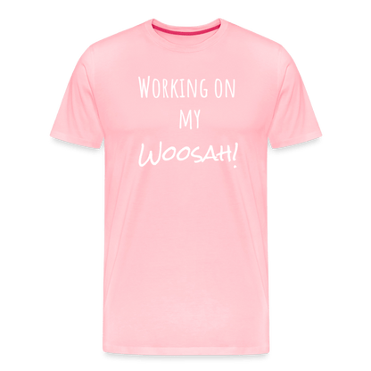 Working On My Woosah B & W T-shirt - pink