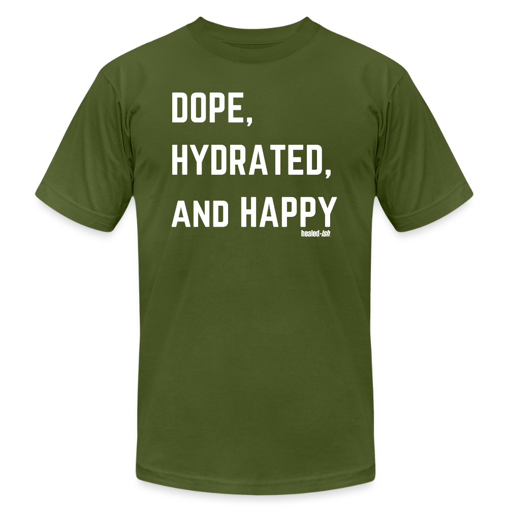 Dope, Hydrated and Happy - Short Sleeve T-Shirt - olive