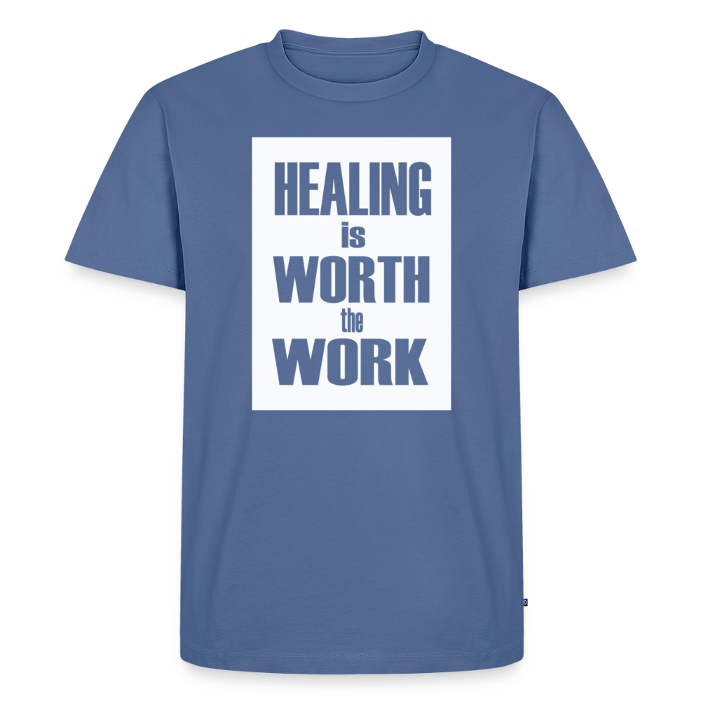 Healing Is Worth the Work - Short Sleeve T-Shirt (Unisex) - stone blue 