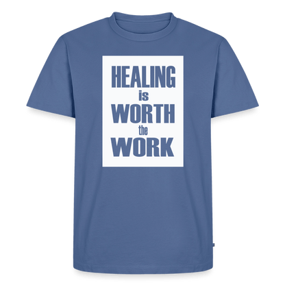 Healing Is Worth the Work - Short Sleeve T-Shirt (Unisex) - stone blue 