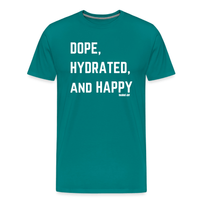 Dope, Hydrated and Happy - Short Sleeve T-Shirt - teal