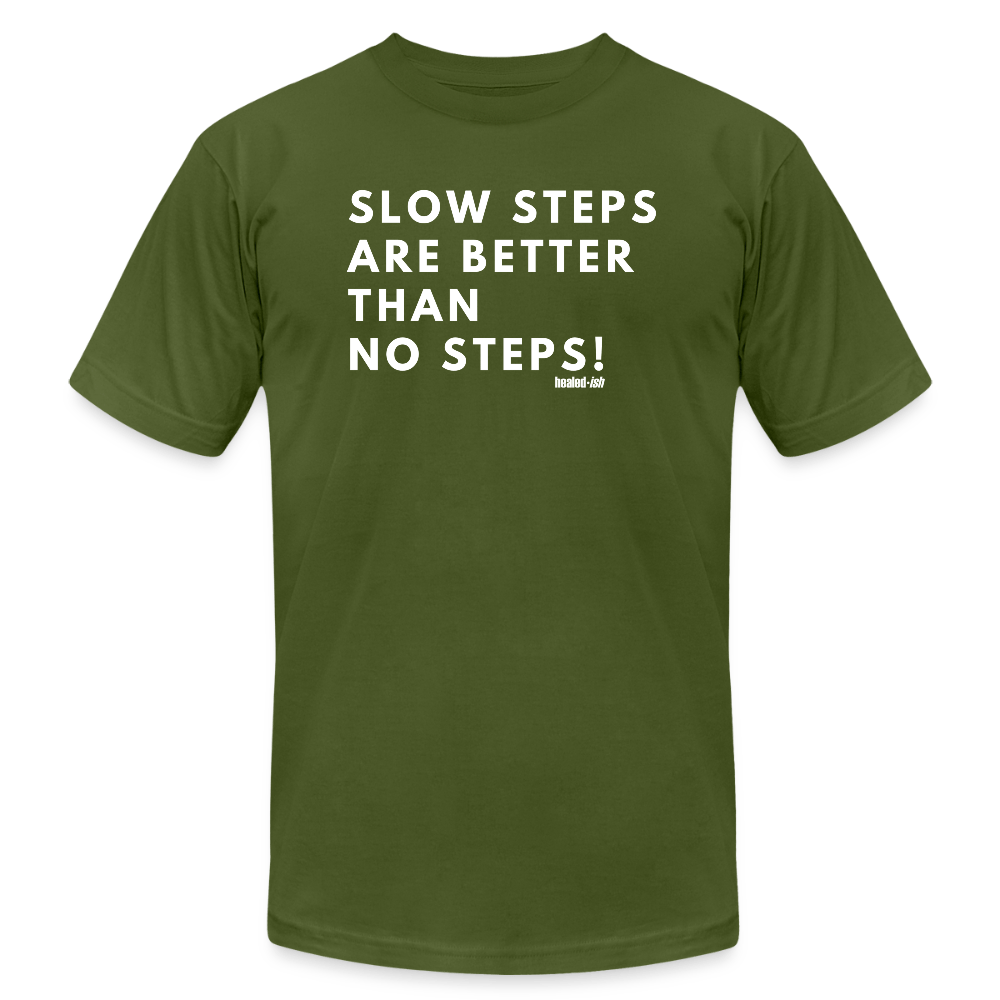 Slow Steps - Short Sleeve T-shirt (Unisex) - olive
