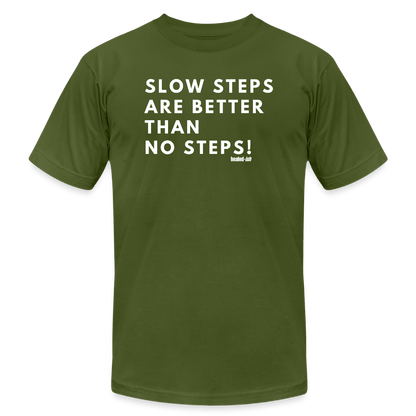 Slow Steps - Short Sleeve T-shirt (Unisex) - olive