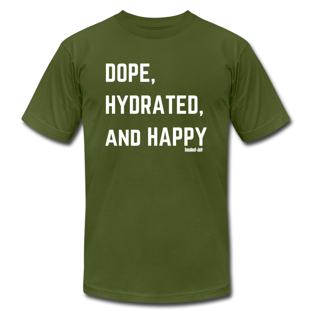 Dope, Hydrated and Happy - Short Sleeve T-Shirt - olive