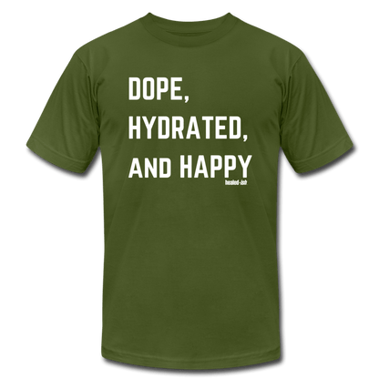 Dope, Hydrated and Happy - Short Sleeve T-Shirt - olive