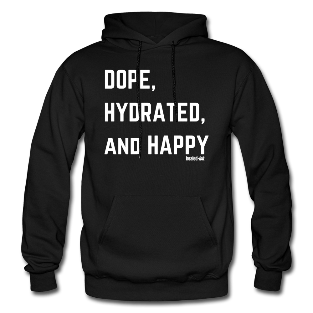 Dope, Hydrated & Happy - Mental Health Hoodie (Unisex) - black