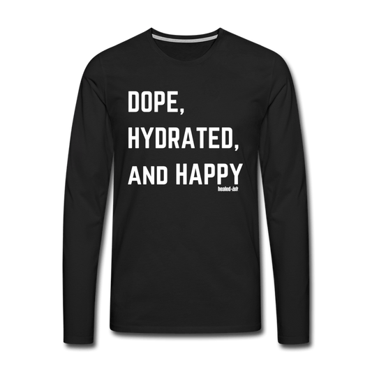 Dope, Hydrated & Happy - Long Sleeve T-Shirt (Unisex) - black